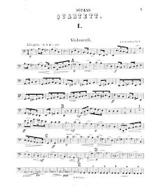 Partition violoncelle, corde quatuor en A minor, Op.1, Svendsen, Johan