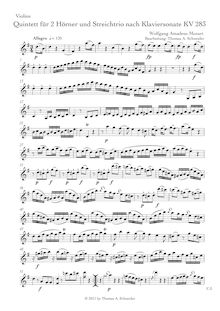 Partition violon, Piano Sonata No.5, G major, Mozart, Wolfgang Amadeus