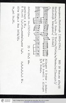 Partition complète et parties, Sinfonia en D major, GWV 513