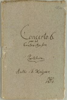 Partition complète et parties, Concerto No.6 pour Double basse en C major