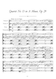 Partition complète, corde quatuor No. 13, Rosamunde Quartet, A Minor