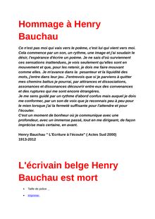 Hommage à Henry Bauchau