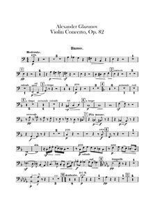 Partition Basses, violon Concerto en A minor, Op 82, A minor, Glazunov, Aleksandr