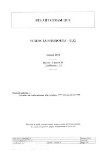 Btsartce 2004 sciences physiques