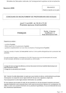 Français 2006 Professeur des écoles - CRPE (Externe)