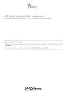 A.R. Fuster, Manual de derecho aeronautico - note biblio ; n°4 ; vol.12, pg 845-846
