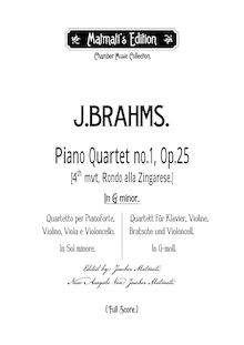 Partition complète, Piano quatuor No.1, Klavier-Quartett Nr.1, G minor