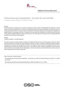 Concurrence par comparaison.  Un point de vue normatif - article ; n°3 ; vol.51, pg 621-634