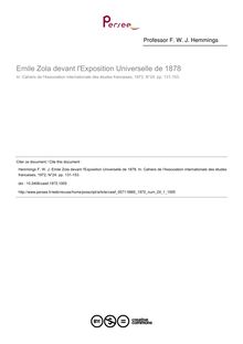 Emile Zola devant l Exposition Universelle de 1878 - article ; n°1 ; vol.24, pg 131-153