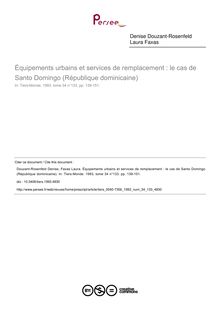 Équipements urbains et services de remplacement : le cas de Santo Domingo (République dominicaine) - article ; n°133 ; vol.34, pg 139-151