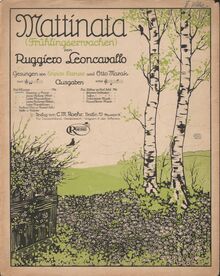 Partition Colour Cover, Mattinata, D major, Leoncavallo, Ruggiero