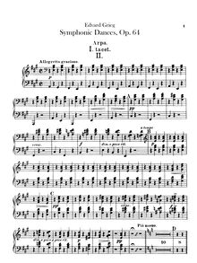 Partition harpe, symphonique Dances, Grieg, Edvard