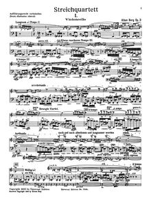 Partition violoncelle, corde quatuor, Berg, Alban