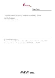 La pointe de la Coubre (Charente-Maritime). Étude morphologique - article ; n°1 ; vol.46, pg 165-180