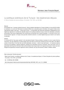 La politique extérieure de la Turquie : les espérances déçues - article ; n°5 ; vol.31, pg 861-889