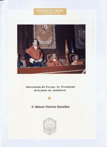 Apertura del curso académico 1997-1998: discurso del presidente de la Junta de Andalucía