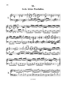 Partition complète, 6 Kleine Präludien, 6 Little Preludes, Bach, Johann Sebastian par Johann Sebastian Bach