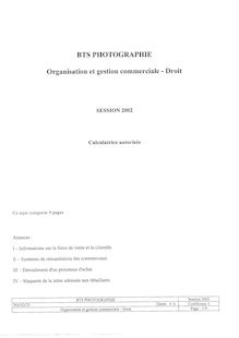 Organisation et gestion commerciales - droit 2002 BTS Photographie