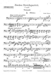Partition violoncelle, corde quatuor No.2, C minor, Peters, Guido