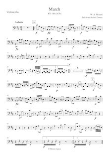 Partition violoncelles, March, D major, Mozart, Wolfgang Amadeus