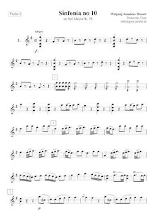 Partition violons I, Symphony No.10, G major, Mozart, Wolfgang Amadeus