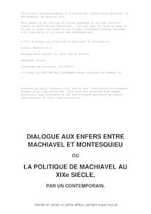 Dialogue aux enfers entre Machiavel et Montesquieu par Maurice Joly
