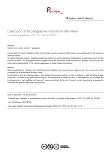 L aéroport et la géographie volontaire des villes - article ; n°445 ; vol.81, pg 278-297