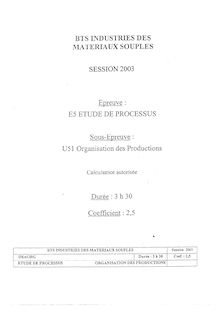 Organisation des productions 2003 Productique BTS Industries des matériaux souples