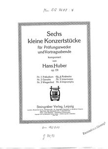 Partition No.4 - Arabeske, 6 Kleine Konzertstücke, Op.131, 6 Kleine Konzertstücke für Prüfungszwecke und Vortragsabende