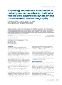 Breeding soundness evaluation of bulls by semen analysis, testicular fine needle aspiration cytology and trans-scrotal ultrasonography