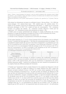 Economie descriptive 2002 Sciences Economiques et de Gestion Université Paris 1
