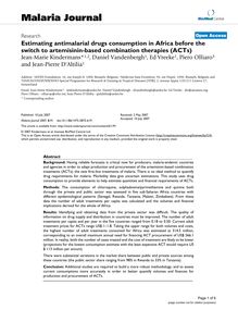 Estimating antimalarial drugs consumption in Africa before the switch to artemisinin-based combination therapies (ACTs)