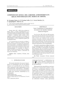 COMPOSICION IONICA DEL AEROSOL ATMOSFERICO EN AREAS INDUSTRIALES DEL NORTE DE ESPAÑA(Ionic Composition of Atmospheric Aerosols in the Northern Spanish Industrial Regions)