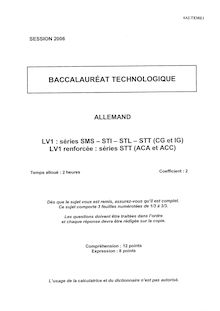 Bac lv1 allemand 2006 sms
