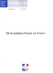 De la maîtrise d oeuvre en France - Rapport n° 2002-0110-01.