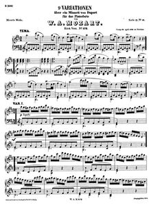 Partition complète, 9 Variations on a Minuet by Duport, Variazionen über einen Menuett vom Duport ; Duport Variationen ; Duport Variations