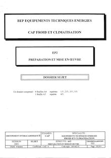 Préparation et mise en oeuvre 2001 CAP Froid et Climatisation