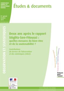 Deux ans après le rapport Stiglitz-Sen-Fitoussi : quelles mesures du bien-être et de la soutenabilité ? Contributions du Service de l observation et des statistiques (SOeS).