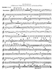 Partition trompette 1, 2 (E, D, C), 3 (C), Musik zu Ein Sommernachtstraum