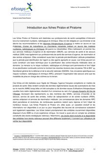 Fiches Piratox/Piratome de prise en charge thérapeutique - Fiche introductive 01/12/2010