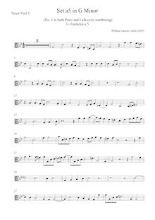Partition ténor viole de gambe 1 , partie, Set a 5 en G minor, G minor