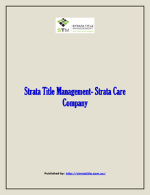 Strata Title Management- Strata Care Company