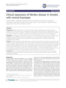Clinical expression of Menkes disease in females with normal karyotype