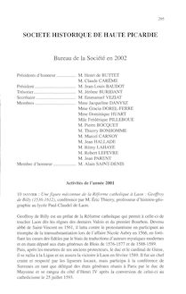 SOCIETE HISTORIQUE DE HAUTE PICARDIE Bureau de la Société en 2002
