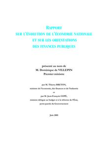 Rapport sur l évolution de l économie nationale et sur les orientations des finances publiques