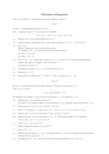 Sujet : Algèbre linéaire, Polynômes orthogonaux
