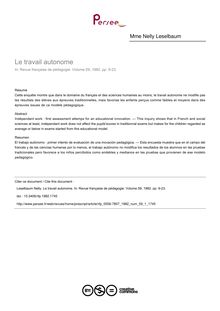 Le travail autonome - article ; n°1 ; vol.59, pg 9-23