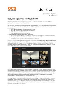 OCS disponible aujourd hui sur PS4