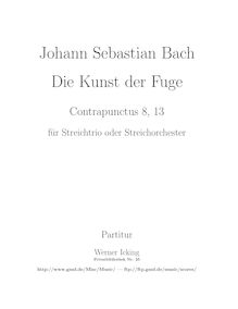 Partition complète, pour Art of pour Fugue, Die Kunst der Fuge, D minor