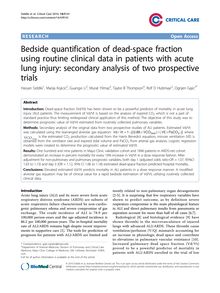 Bedside quantification of dead-space fraction using routine clinical data in patients with acute lung injury: secondary analysis of two prospective trials